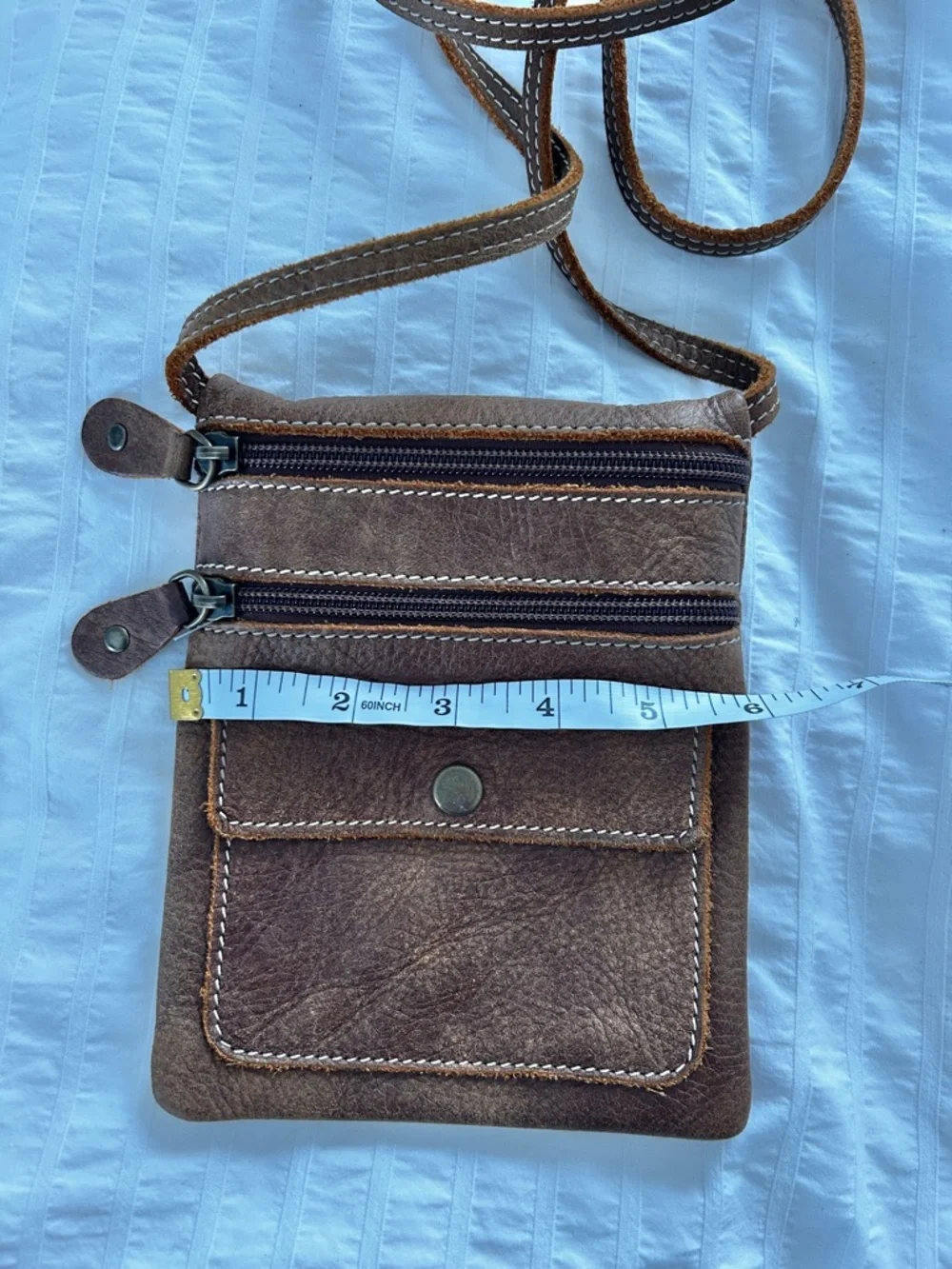 Roots | Bags | Roots Tribe Leather Mini Crossbody Bag Brown Zip Pockets ...